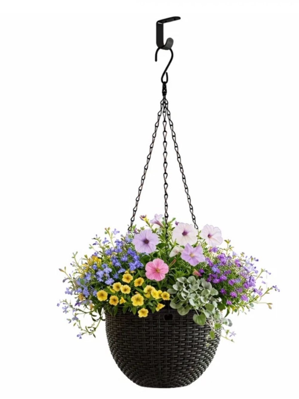 Lwbloom Hanging Planter Blac Basket 24 Inch Hanging Chain. Flowers Not Included